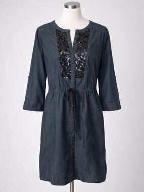 DKNY Jeans Sequin Embellished Shirtdress